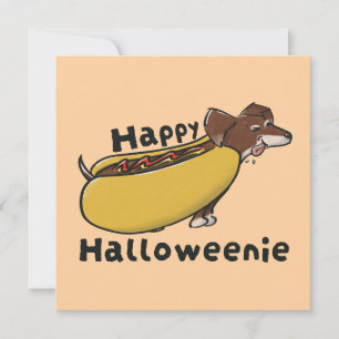 Happy Halloweenie Hotdog Dachshund Invitation