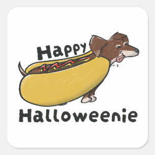 Happy Halloweenie Hotdog Dachshund Square Sticker