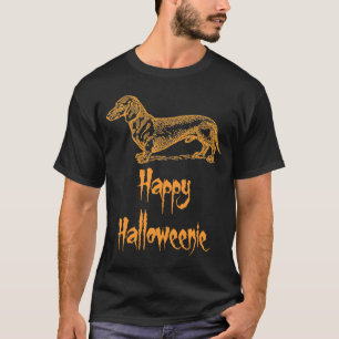 Happy Halloweenie Orange Halloween Dachshund Dog T-Shirt