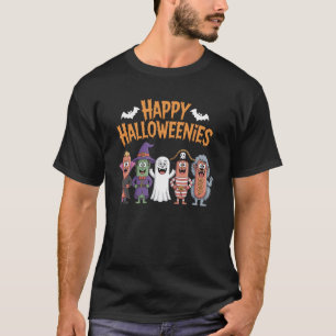 Happy Halloweenies - Cartoon Hot Dogs in Halloween T-Shirt
