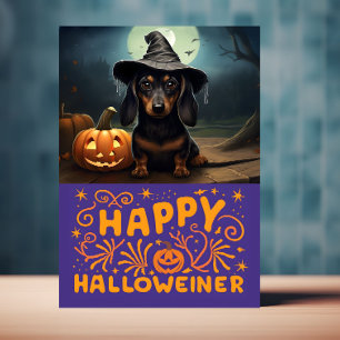 Happy Halloweiener Cute Dog Card