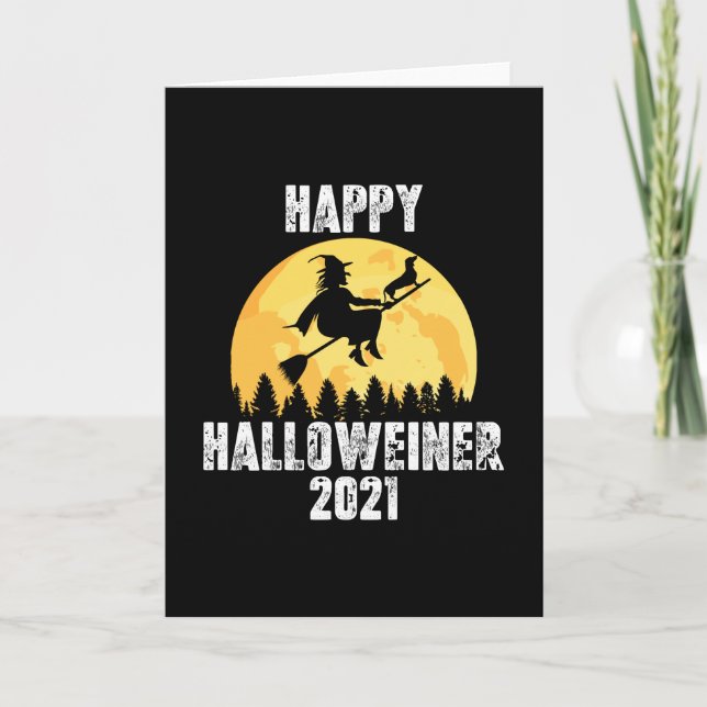 Happy Halloweiner 2021 - Dachshund Witch Card (Front)
