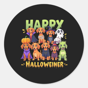 Happy Halloweiner Dog Owners Funny Halloween Dog L Classic Round Sticker
