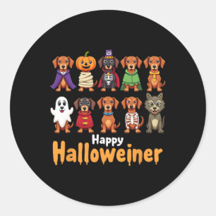 Happy Halloweiner Funny Halloween Dog Lovers Dog O Classic Round Sticker