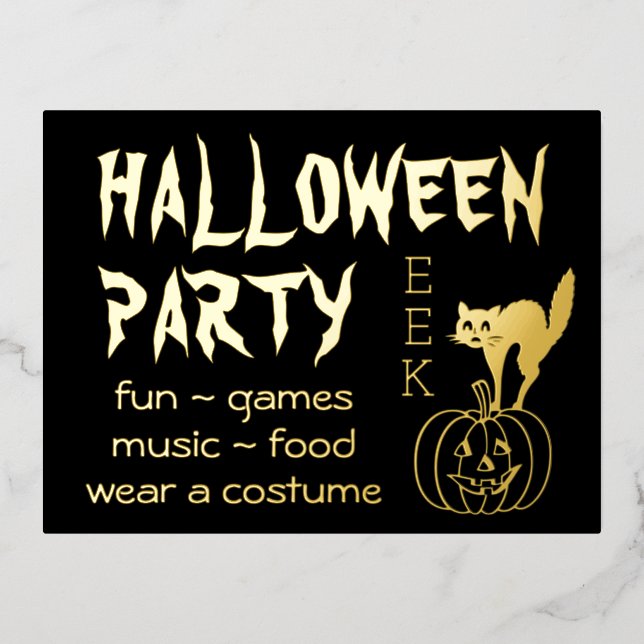 Happy Hallowen Party Invitation with foil Postcard (Front)