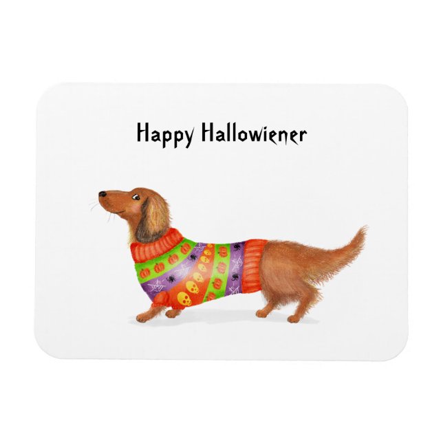 Happy Hallowiener dachshund Halloween magnet (Horizontal)