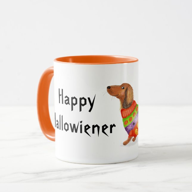 Happy Hallowiener dachshund Halloween mug (Front Left)