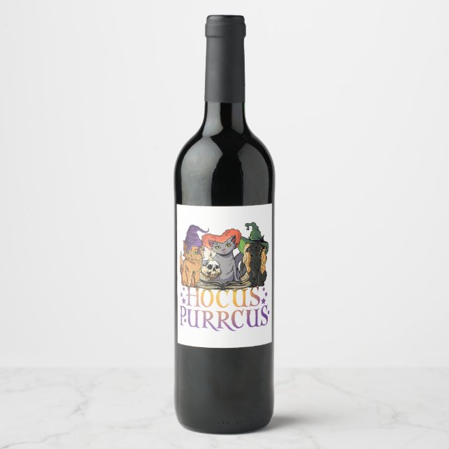 Happy Hallowiener Funny Halloween Daschund Weiner  Wine Label (Front)