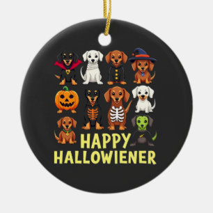 Happy Hallowiener Spooky Halloween Dog Weiner Ceramic Tree Decoration