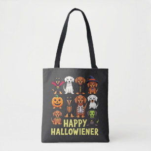 Happy Hallowiener Spooky Halloween Dog Weiner Tote Bag