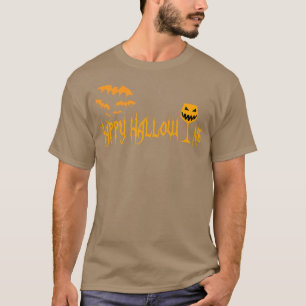 Happy Hallowine Funny Ghost Wine Drinking  T-Shirt