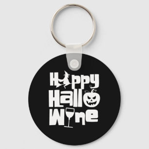 Happy Hallowine Funny Halloween Night Witch Pumpki Key Ring