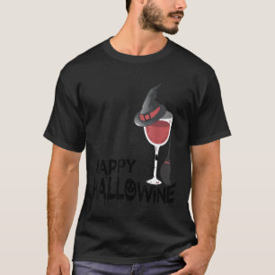 Happy Hallowine Funny Halloween Wine Drinking Cost T-Shirt