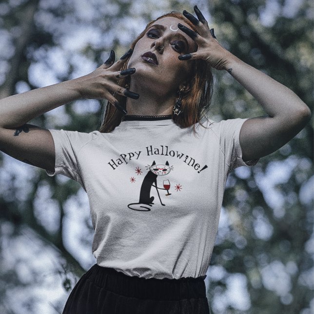 Happy Hallowine! Halloween Wine Pun T-Shirt (Creator Uploaded)