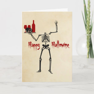 Happy Hallowine Headless Skeleton Card