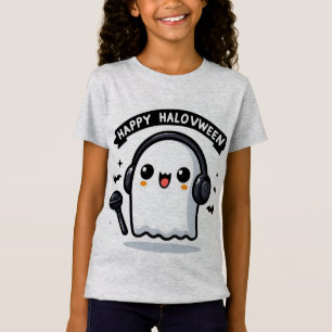 Happy Halovween Ghost Singer Halloween Music Fan T-Shirt