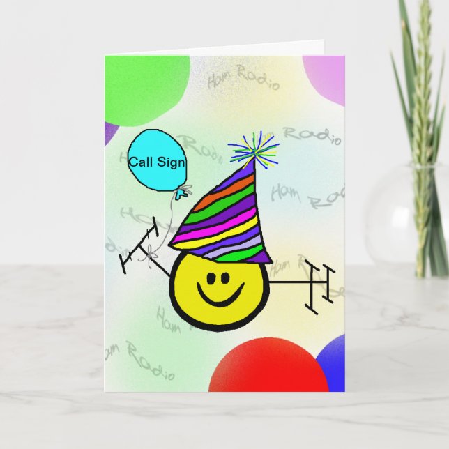 Happy Ham Ham Radio Birthday Card - Customise It! (Front)