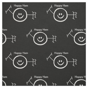 Happy Ham White Outline Ham Radio Fabric