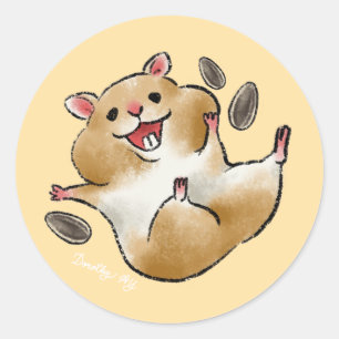 Happy Hamster Classic Round Sticker