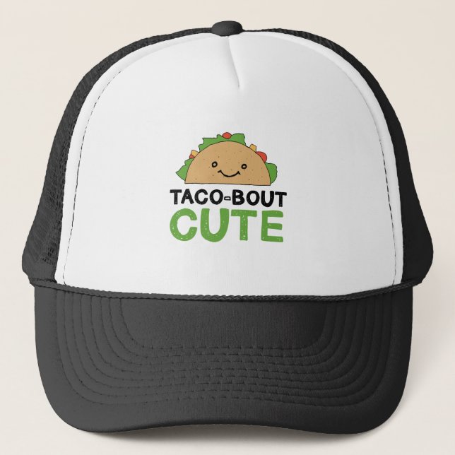 Happy Hand Drawn Taco-bout Cute Taco Art Design  Trucker Hat (Front)