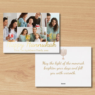 happy hannukah , 4 photos collage stylish gold