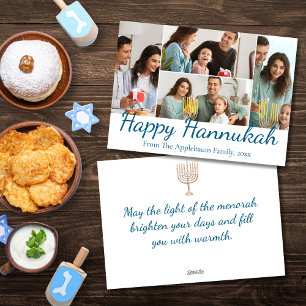 happy hannukah , 4 photos collage stylish holiday card