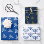Happy Hannukah blue candle holder pattern Wrapping Paper Sheet<br><div class="desc">Happy Hannukah blue candle holder pattern Wrapping Paper Sheets. Custom gift wrap for the Holidays. Matte and glossy options.</div>