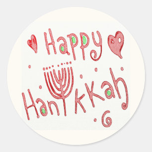 Happy Hannukah Classic Round Sticker
