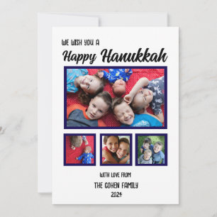 Happy Hannukah Family Photo Simple Classic Holiday Card