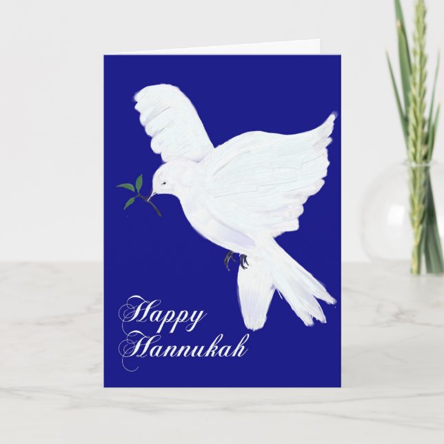 Happy Hannukah!-Peace Dove Card (Front)