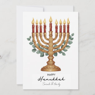 Happy Hannukah Watercolor Holiday Card