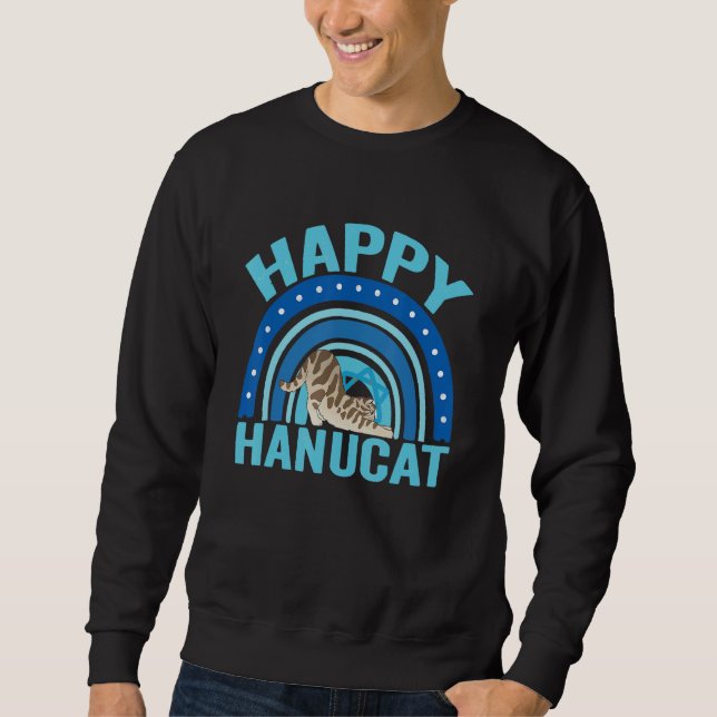 Happy Hanucat Hanukkah Jewish CAT Sweatshirt (Front)