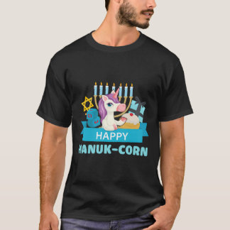 Happy Hanuk-Corn Unicorn Menorah Hannukah Gift T-Shirt
