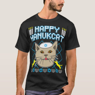 Happy Hanukcat  Jewish Cat Ugly Christmas Sweater 