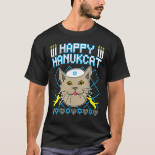 Happy Hanukcat  Jewish Cat Ugly Christmas Sweater