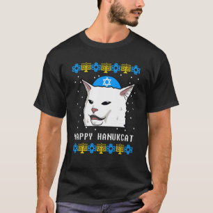 Happy Hanukcat Smudge Cat Hanukkah Ugly Sweater Je