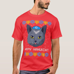 Happy Hanukcat Ugly Hanukkah Sweater Cat Chanukah