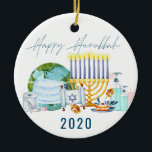 Happy Hanukkah | 2020 Quarantine Commemorative Ceramic Tree Decoration<br><div class="desc">A great way to remember the year 2020 when the planet quarantined together. Personalise the back with your name or add your own family photo. Add your custom wording to this design by using the "Edit this design template" boxes on the right hand side of the item, or click the...</div>
