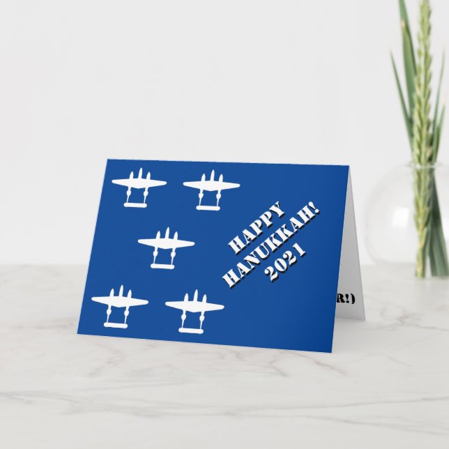 Happy Hanukkah 2021 Blue & White Card (Front)