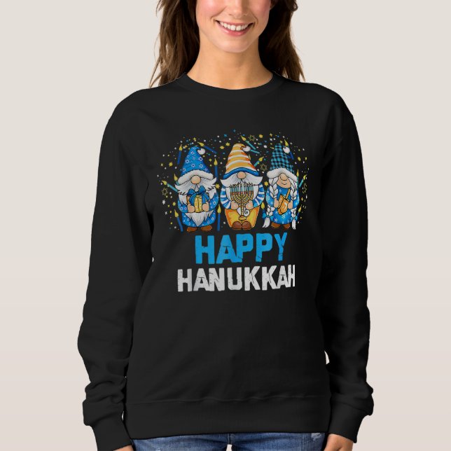 Happy Hanukkah 2022 Three Gnome Menorah Dreidel Co Sweatshirt (Front)