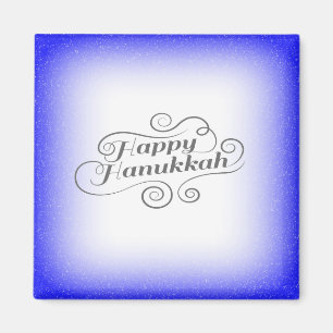 Happy Hanukkah 2-tone Blue White Background Magnet