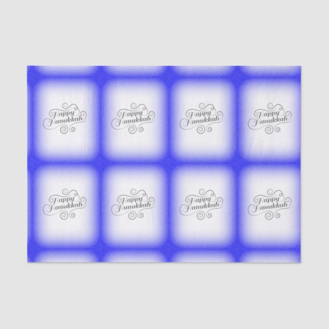 Happy Hanukkah 2-tone Blue White Background Tissue Paper (Front)