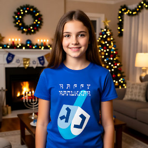 Happy Hanukkah 2 with blue Dreidel T-Shirt