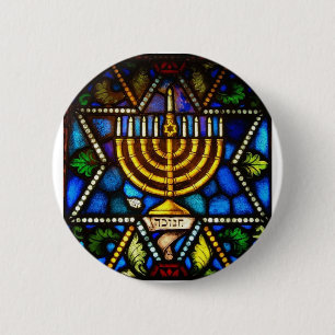 HAPPY HANUKKAH 6 CM ROUND BADGE