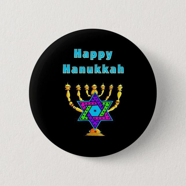 Happy Hanukkah 6 Cm Round Badge (Front)