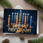 Happy Hanukkah  Abstract Drawing Menorah Gold Blue<br><div class="desc">Drawing of Menorah Happy Hanukkah Gold Blue</div>
