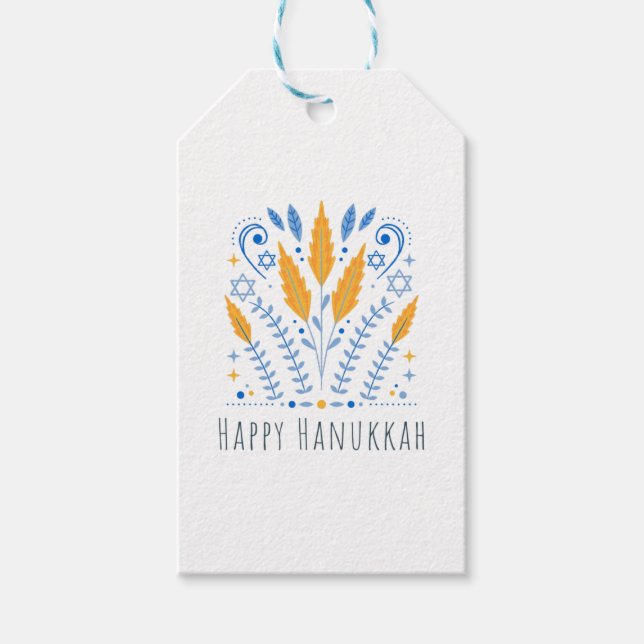 Happy Hanukkah | Arabesque | Holiday Gift Tags (Front)