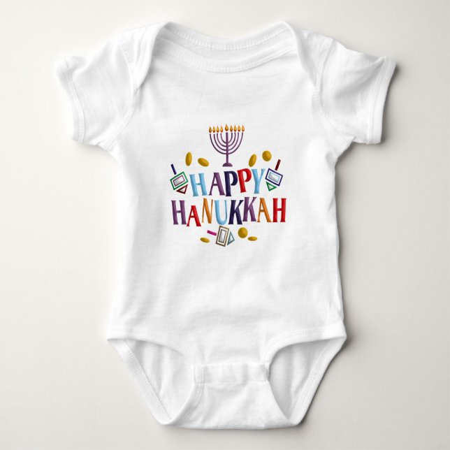 Happy Hanukkah Baby Bodysuit (Front)