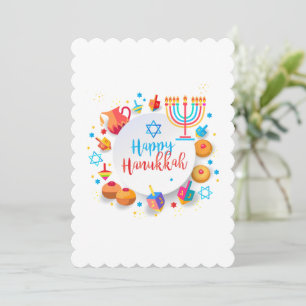 Happy Hanukkah Beautiful Jewish Holiday Ornament Thank You Card