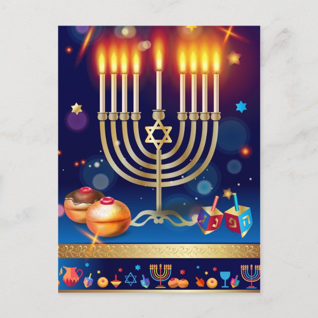 Happy Hanukkah Beautiful Jewish Holiday Postcard (Front)
